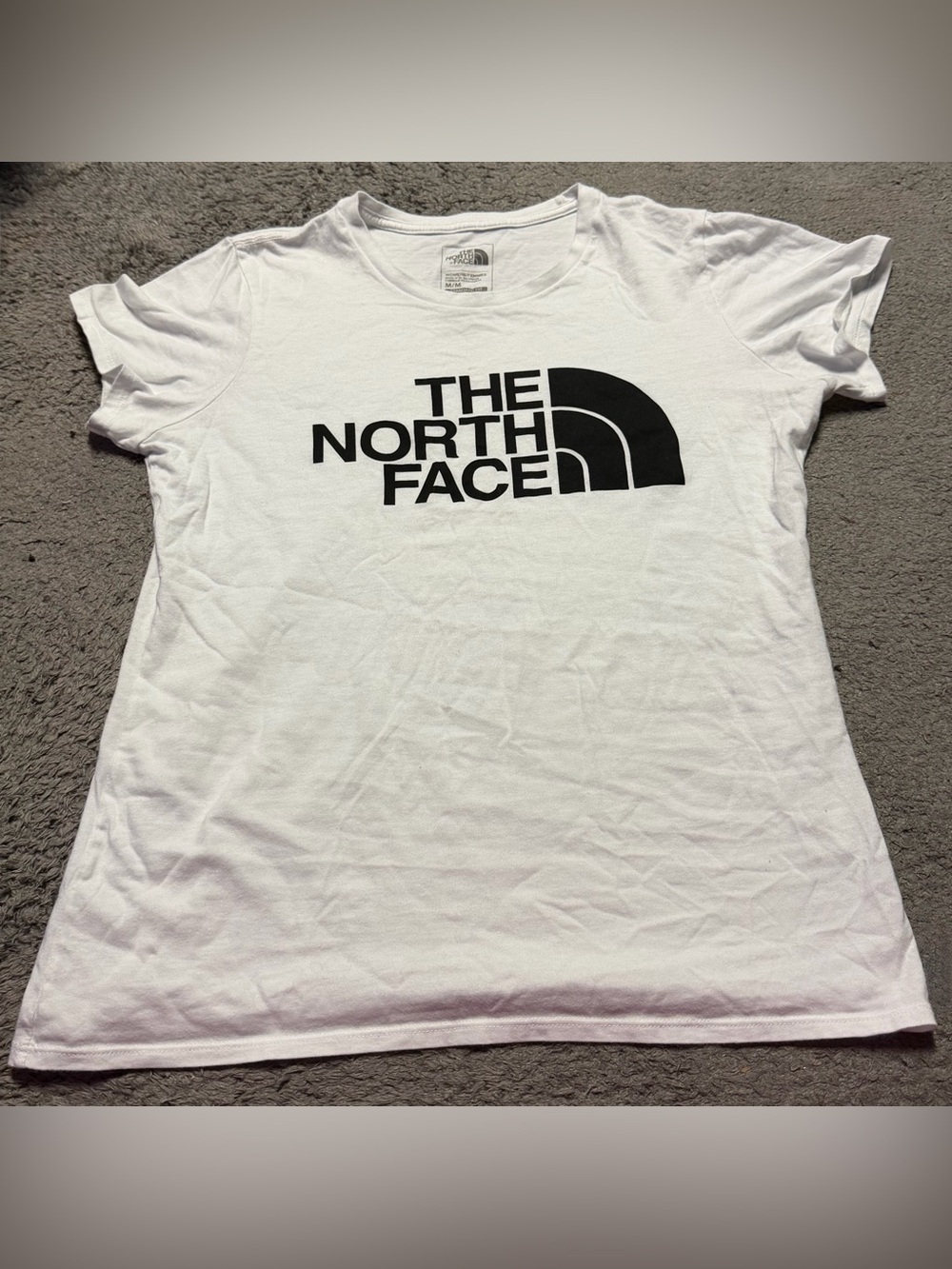 The North Face White Short Sleeve Tee with Black Logo Graphic